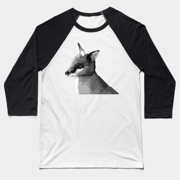 kangoroo child grayscale Baseball T-Shirt by Rizkydwi